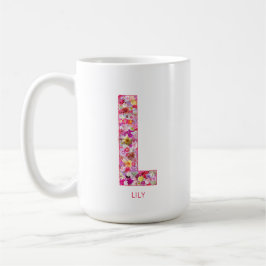 Taza De Café Personalized Initial | Floral Letter L Monogram 