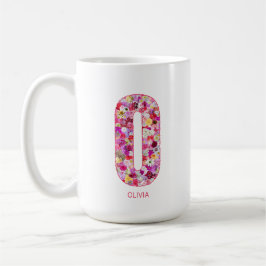 Taza De Café Personalized Initial | Floral Letter O Monogram 