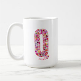 Taza De Café Personalized Initial | Floral Letter Q Monogram 