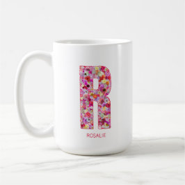 Taza De Café Personalized Initial | Floral Letter R Monogram 
