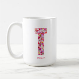 Taza De Café Personalized Initial | Floral Letter R Monogram 