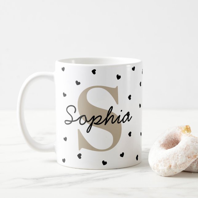 Taza De Café Personalized Initial & Name Mug – Gift Cup (Con donut)