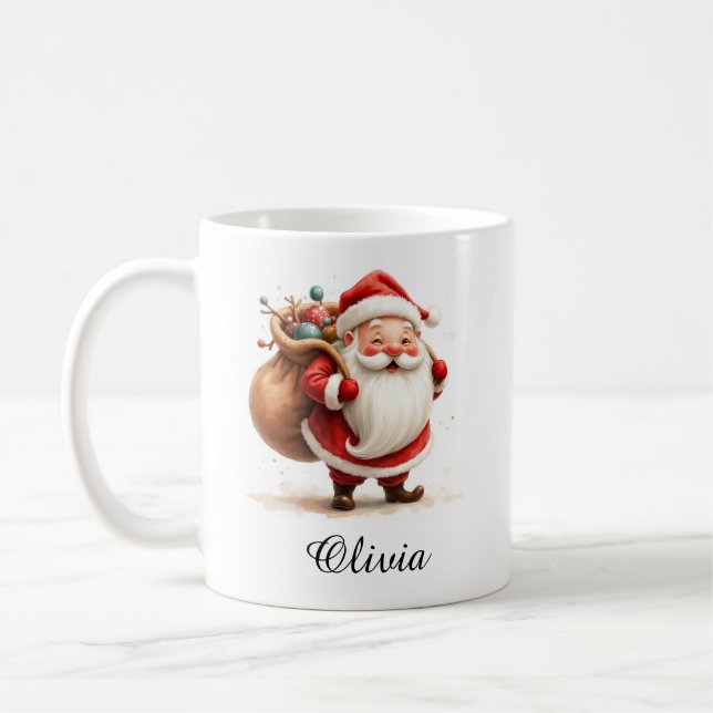 Taza De Café Personalized Jolly Santa Claus Coffee Mug (Izquierda)