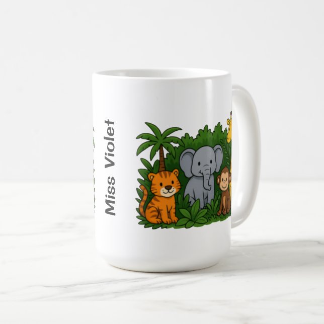 Taza De Café Personalized Jungle Animal Mug – Fun Teacher Gift  (Anverso derecho)