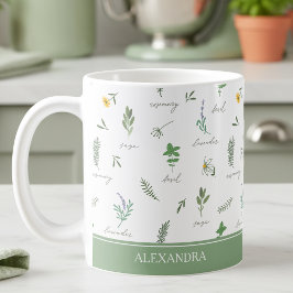 Taza De Café Personalized Kitchen Garden Botanical Mug