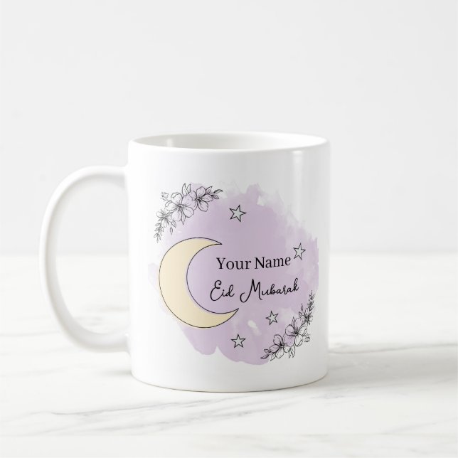 Taza De Café Personalized Lavender Eid Mubarak Coffee Mug (Izquierda)