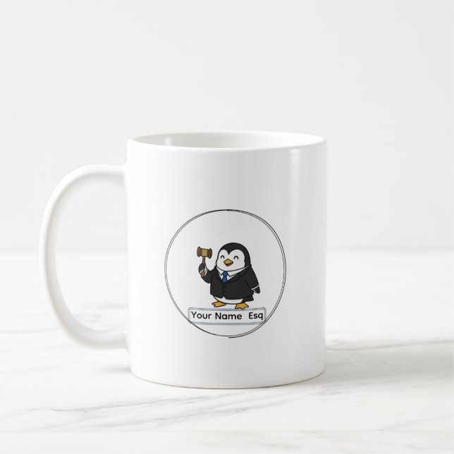Taza De Café Personalized Lawyer Esq Penguin Ceramic Vessel (Izquierda)