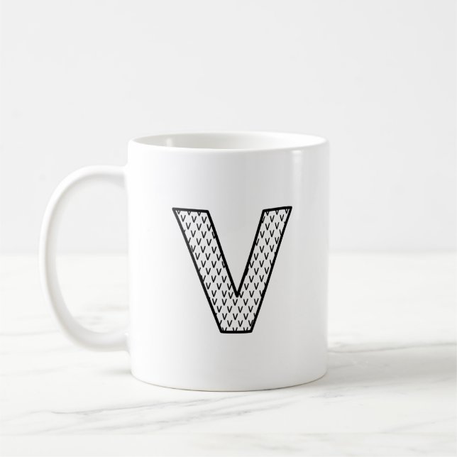 Taza De Café Personalized Letter V Ceramic Monogram Mug (Izquierda)