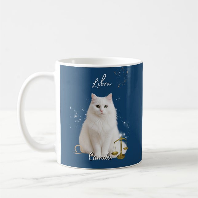 Taza De Café Personalized Libra Cat Mug with Name (Izquierda)
