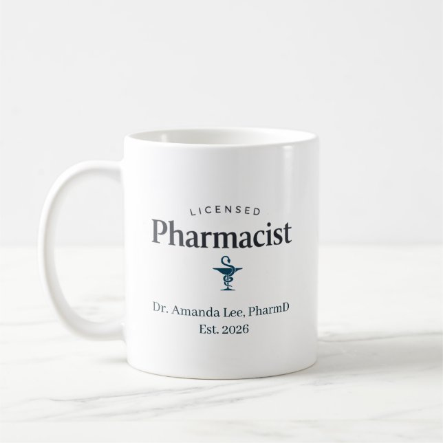 Taza De Café Personalized Licensed Pharmacist (Izquierda)