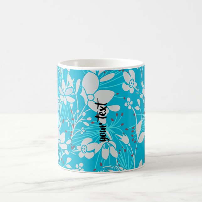 Taza De Café Personalized Line Art Floral in Blue (Centro)