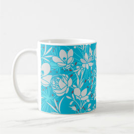Taza De Café Personalized Line Art Floral in Blue