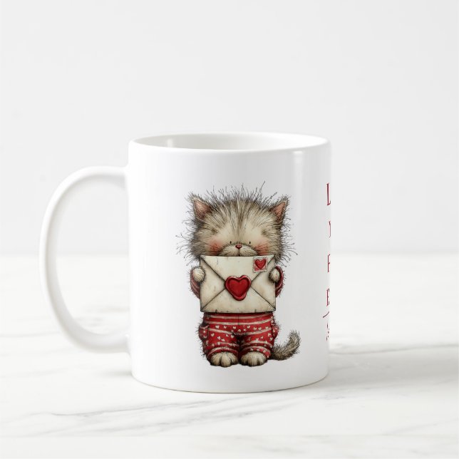 Taza De Café Personalized “Love You Fur-Ever” Cute Cat Valentin (Izquierda)
