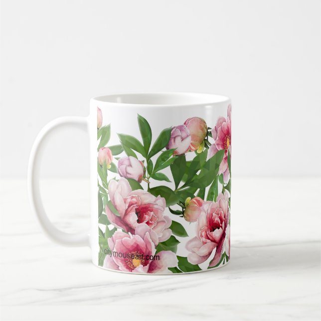 Taza De Café Personalized Low Poly Peony Coffee Mug (Izquierda)