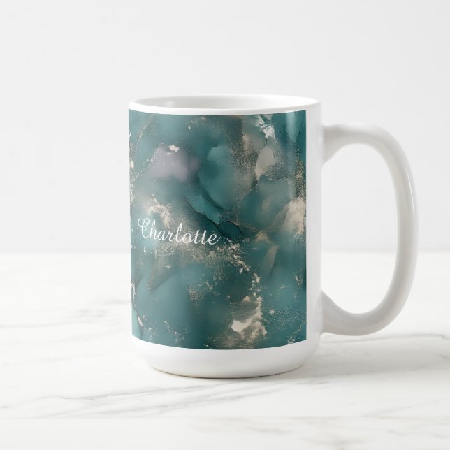 Taza De Café Personalized Luxury Marble Pattern Custom Name  (Derecha)