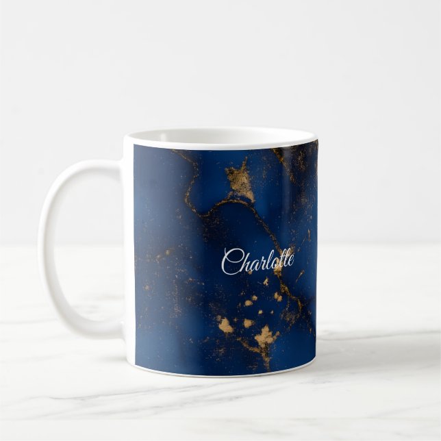 Taza De Café Personalized Luxury Marble Pattern Custom Name Mug (Izquierda)