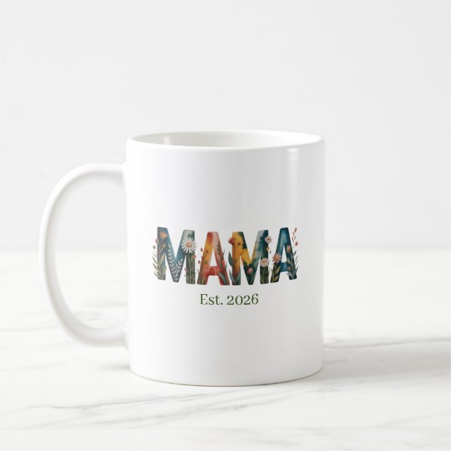 Taza De Café Personalized Mama Est Year Floral Mother Gift (Izquierda)