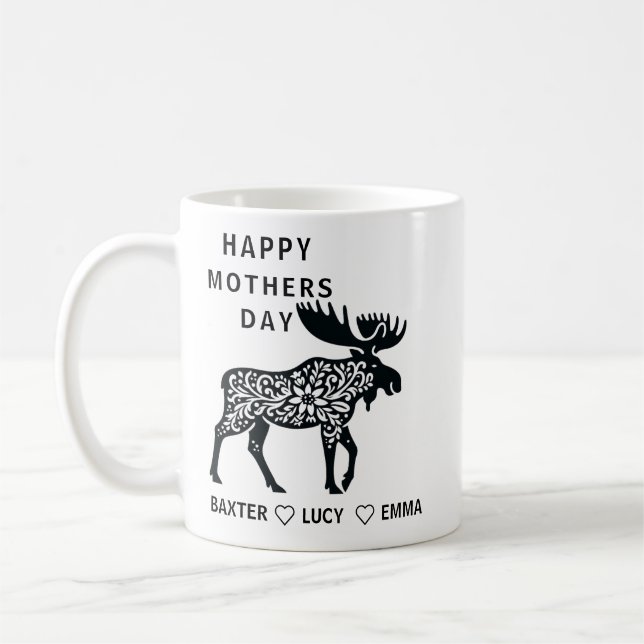 Taza De Café Personalized Mama Moose Mug | Mother’s Day (Izquierda)