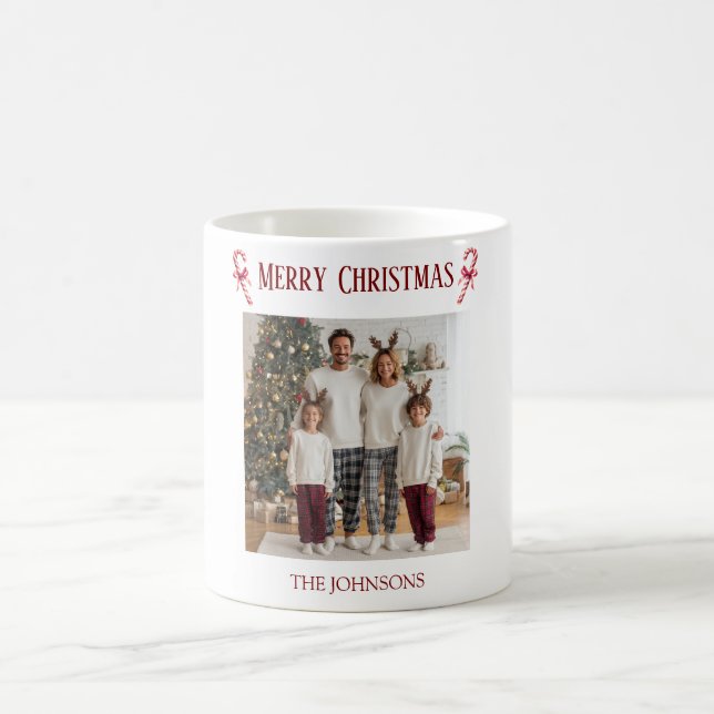 Taza De Café Personalized Merry Christmas Family Photo Mug  (Centro)