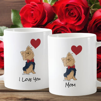 Taza De Café Personalized Message Love You Yorkie Cute Dog Art
