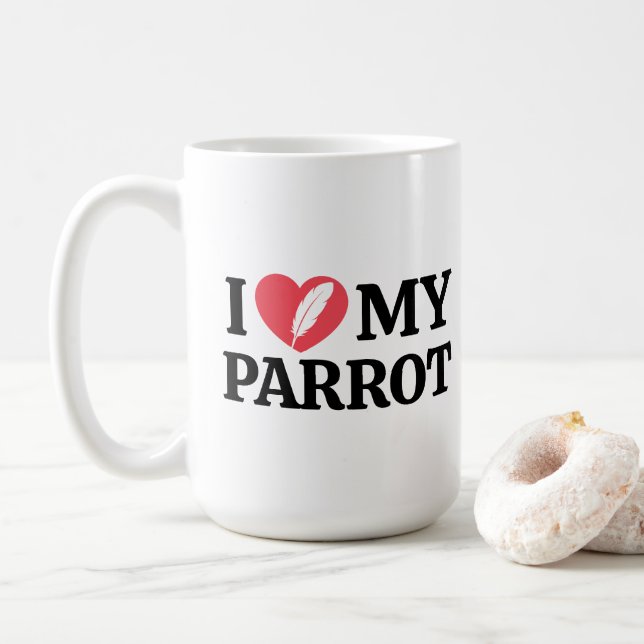 Taza De Café Personalized Minimal White Parrot Love Quote (Con donut)