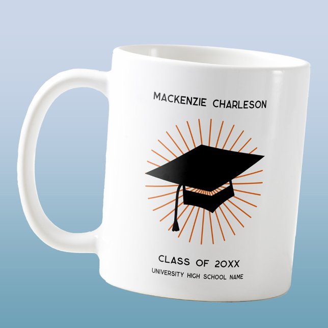 Taza De Café Personalized Minimalist Graduation Cap (Modern minimalist graduation cap personalized graduate class of  year coffee mug keepsake)