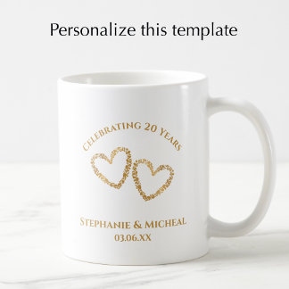 Taza De Café Personalized Modern 20th Wedding Anniversary Gift