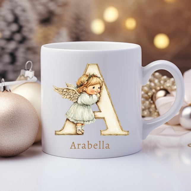 Taza De Café Personalized Monogram A Initial Christmas Angel (Personalized Monogram A Initial Christmas Angel Coffee Mug
)