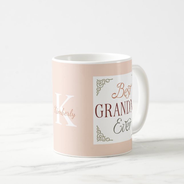 Taza De Café Personalized Monogram Name Best Grandma Ever  (Anverso derecho)