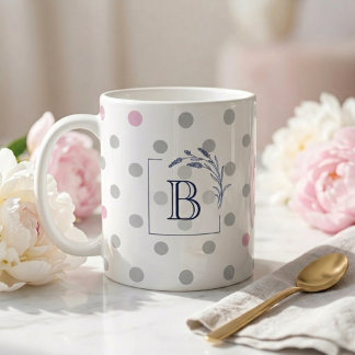 Taza De Café Personalized Monogram Wedding Favors – Pink & Grey
