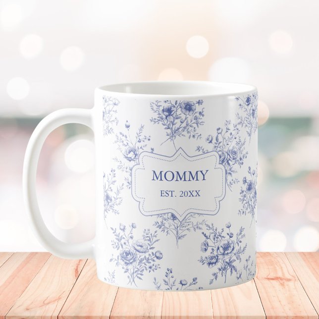 Taza De Café Personalized Mothers Day Blue Flowers Floral (In situ)