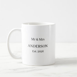 Taza De Café Personalized Mr and Mrs Mug – Custom Wedding Last 