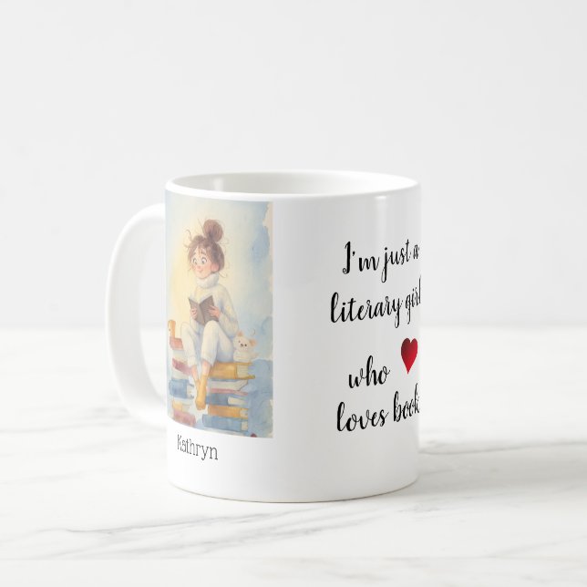 Taza De Café Personalized Mug "Literary Girl" (Anverso izquierdo)