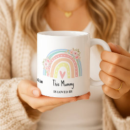 Taza De Café Personalized Mum's Rainbow & Floral Name Mug