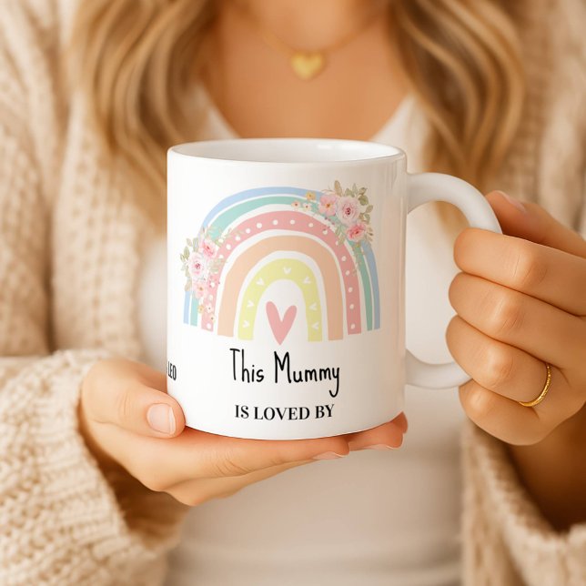 Taza De Café Personalized Mum's Rainbow & Floral Name Mug (Subido por el creador)