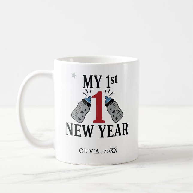 Taza De Café Personalized My First New Year Mug – Custom Name (Izquierda)