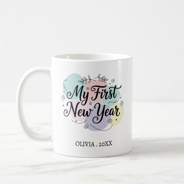 Taza De Café Personalized My First New Year Mug – Custom Name (Izquierda)