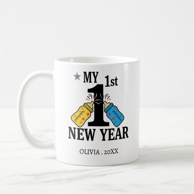 Taza De Café Personalized My First New Year Mug – Custom Name (Izquierda)