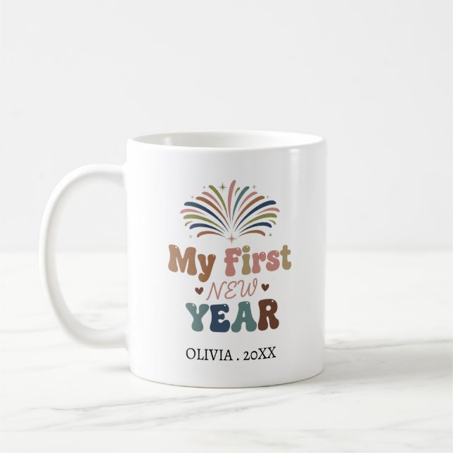 Taza De Café Personalized My First New Year Mug – Custom Name (Izquierda)