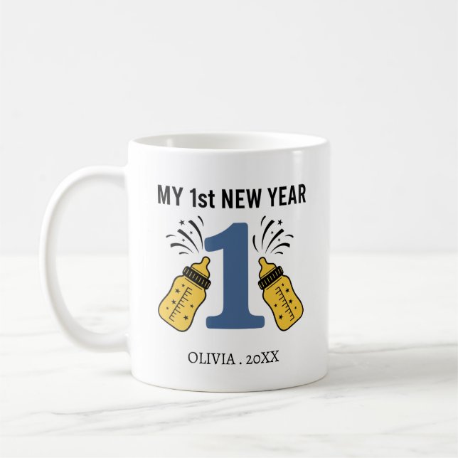 Taza De Café Personalized My First New Year Mug – Custom Name (Izquierda)