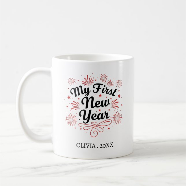 Taza De Café Personalized My First New Year Mug – Custom Name  (Izquierda)