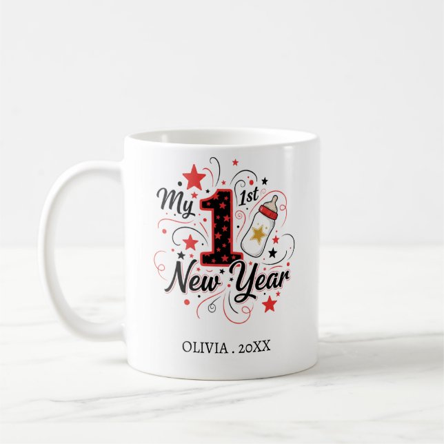Taza De Café Personalized My First New Year Mug – Custom Name (Izquierda)