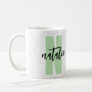Taza De Café Personalized Name - Black Polka Dots Design