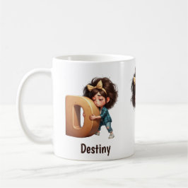 Taza De Café Personalized Name & D Sleepy Morning Plaid Charact