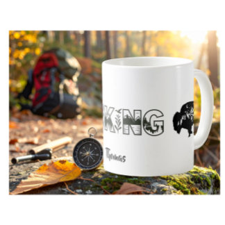 Taza De Café Personalized Name Hiker Nature Buffalo B&W