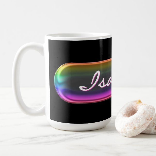 Taza De Café Personalized Name Mug | Iridescent Glass Effect  (Con donut)