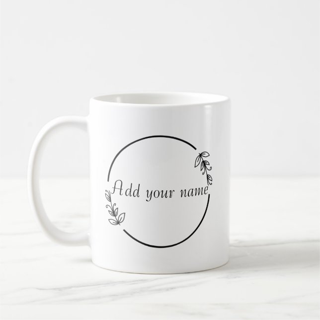 Taza De Café Personalized Name Mug – Minimal Floral Design (Izquierda)