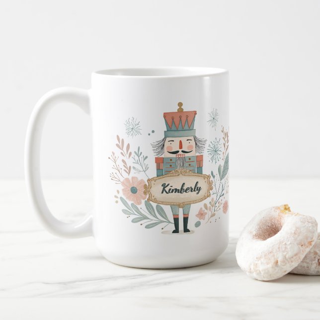 Taza De Café Personalized Name Nutcracker Christmas (Con donut)