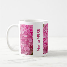 Taza De Café Personalized Name Pink Hydrangea Flower Photo
