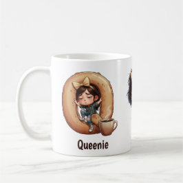 Taza De Café Personalized Name & Q Sleepy Morning Plaid Charact